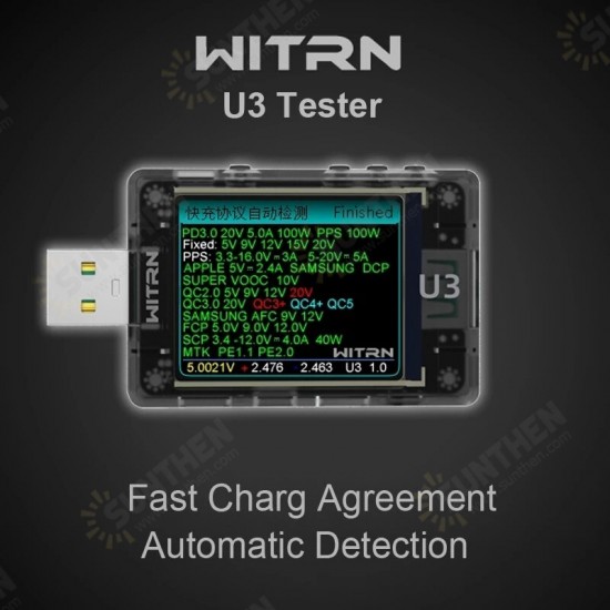 U3 USB Tester DC4~ 24V Current Voltage Meter QC5 PD3.0 2.0 PPS Fast Charging Protocol Capacity PD Trigger Monitor Ripple Spectrum