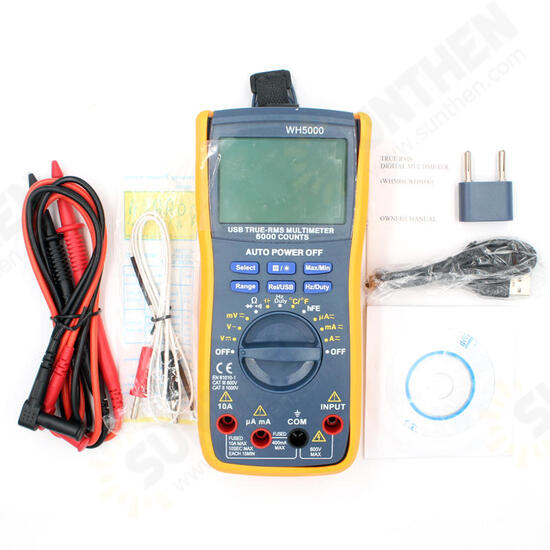 WH5000 Digital Multimeter 5999 Counts with USB Interface Auto Range with Backlight Magnet hang AC DC Ammeter Voltmeter Ohm