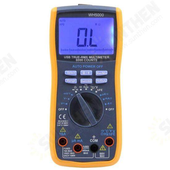 WH5000 Digital Multimeter 5999 Counts with USB Interface Auto Range with Backlight Magnet hang AC DC Ammeter Voltmeter Ohm