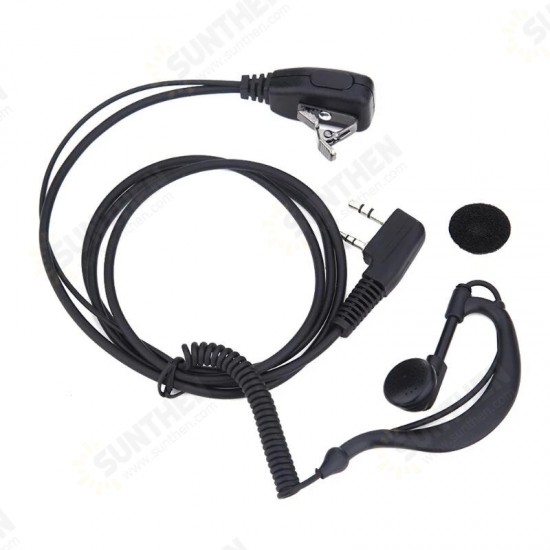 1m 2PIN PTT Earphone with Microphone Walkie Talkie Ear Hook AUX Interphone Earphone Headset for UV5R/KENWOOD/HYT