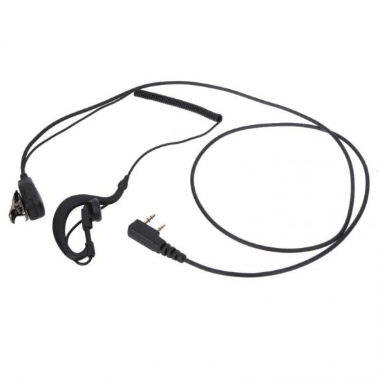 1m 2PIN PTT Earphone with Microphone Walkie Talkie Ear Hook AUX Interphone Earphone Headset for UV5R/KENWOOD/HYT