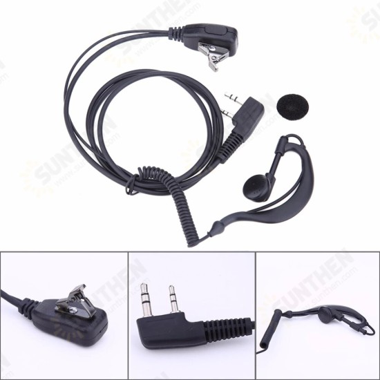 2 PIN Earpiece Headset PTT MIC 1m Ear Hook Walkie Talkie Earbud Interphone Earphone Earpiece for UV5R/KENWOOD/HYT