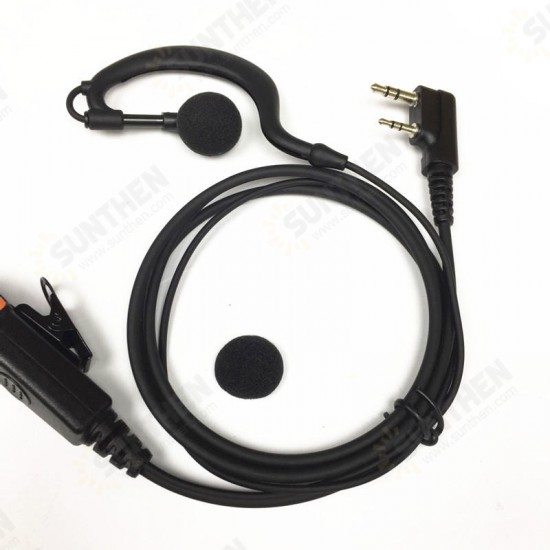 2 Pin Earpiece Headset PTT with Microphone Walkie Talkie Ear Hook Two Way Radio Earphone for KENWOOD BAOFENG