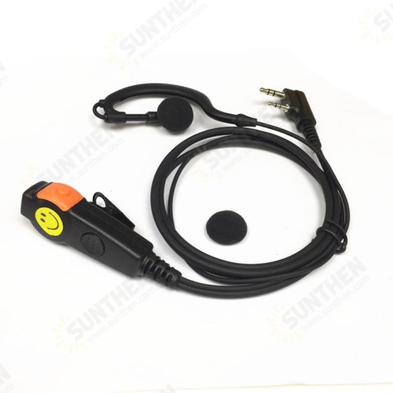 2 Pin Earpiece Headset PTT with Microphone Walkie Talkie Ear Hook Two Way Radio Earphone for KENWOOD 