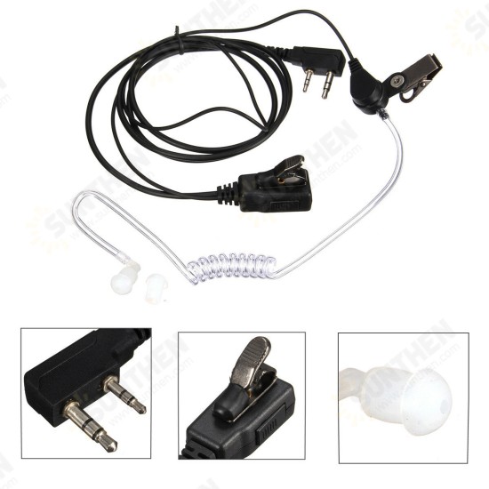 2 Pin Flexible Acoustic Tube Mic Earphone for Kenwood TYT Walkie Talkie Two Way Radio Headset