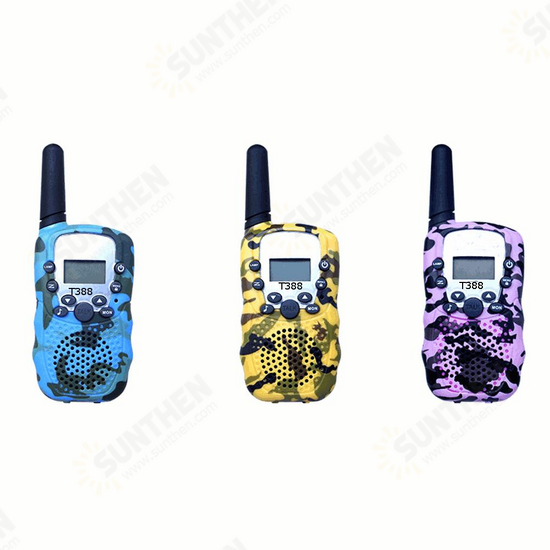 2Pcs T388 Children Camouflage Walkie Talkie 22 Channel 0.5W Radio Transceiver Built-in Flashlight