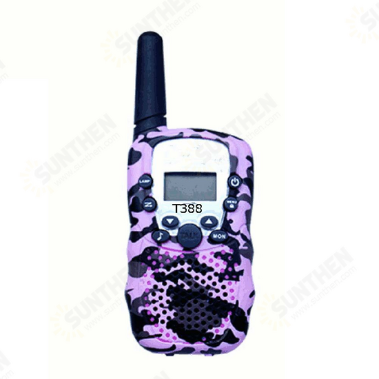 2Pcs T388 Children Camouflage Walkie Talkie 22 Channel 0.5W Radio Transceiver Built-in Flashlight