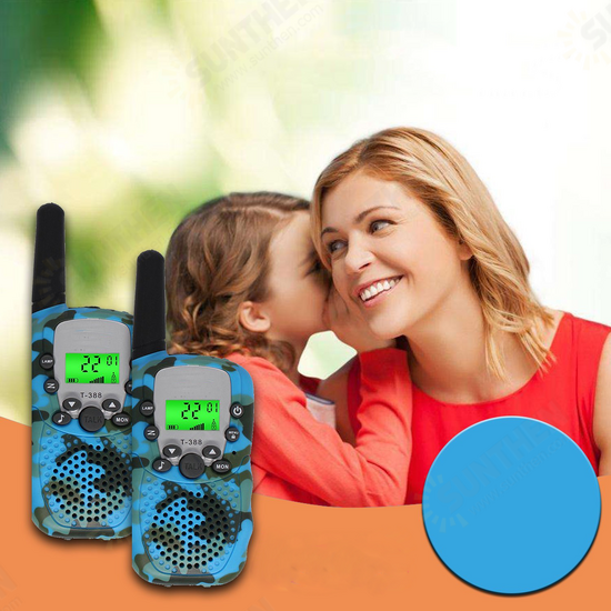 2Pcs T388 Children Camouflage Walkie Talkie 22 Channel 0.5W Radio Transceiver Built-in Flashlight