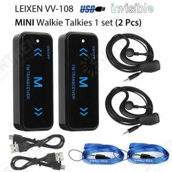 2Pcs V108 Mini Walkie Talkie Two-Way 400-470MHz FM Radio Ricetrasmittente + 2 Cuffie USB Carica 2Pcs V108 Mini Walkie Talkie Two-Way 400-470MHz FM Radio Ricetrasmittente + 2 Cuffie USB Carica
