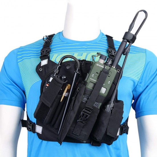 Walkie Talkie Tactical Storage Chest Bag Portable Shoulder Straps Harness Backpack for UV-5R BF-F8HP UV-82 TYT Ham Two Way Radio