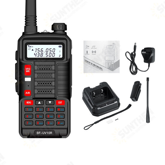 BF-UV10R 10W 8800mAh Walkie Talkie Waterproof 5-15KM 128 Channel Dual Band Two Way Radio Outdoor Climbing AU Plug