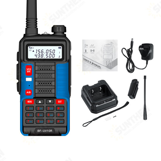 BF-UV10R 10W 8800mAh Walkie Talkie Waterproof 5-15KM 128 Channel Dual Band Two Way Radio Outdoor Climbing AU Plug