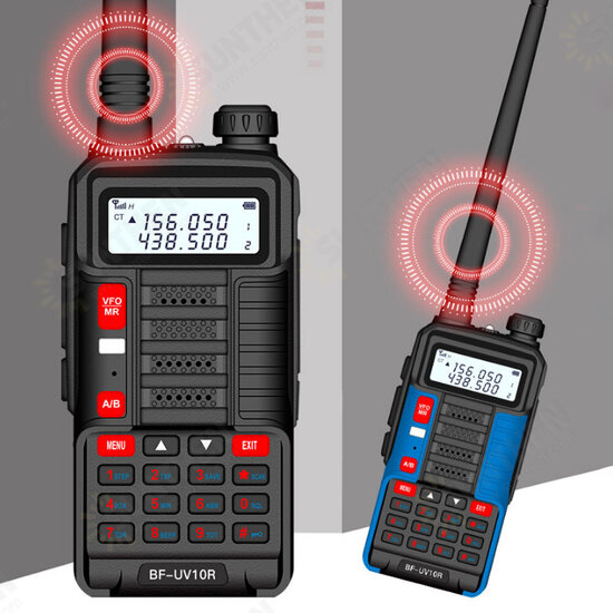 BF-UV10R 4800mAh 10W Two-way Handheld Radio UV Dual Blue Walkie Talkie 128 Channels LED Flashlight USB