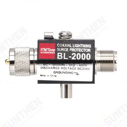 BL-2000 Coaxial Lighting Surge Protector PL259 Male to PL259 Female 400W 50 Ohm Coaxial Lighting Arrestor for Communication Equipment BL-2000 Coaxial Lighting Surge Protector PL259 Male to PL259 Female 400W 50 Ohm Coaxial Lighting Arrestor for Communication Equipment