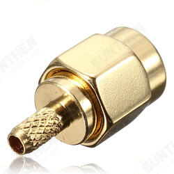Brass RP-SMA Male Plug Center Window Crimp Cable RF Adapter Connector Brass RP-SMA Male Plug Center Window Crimp Cable RF Adapter Connector