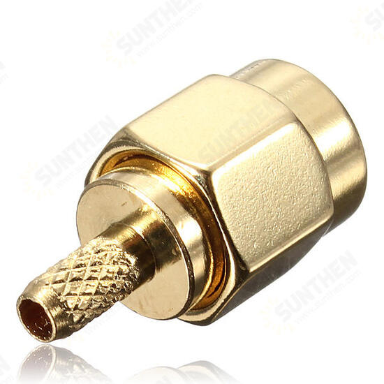 Brass RP-SMA Male Plug Center Window Crimp Cable RF Adapter Connector