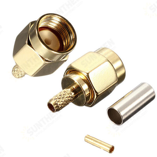 Brass RP-SMA Male Plug Center Window Crimp Cable RF Adapter Connector