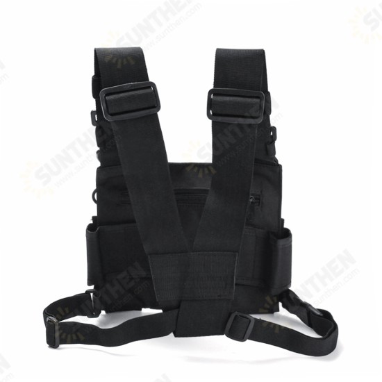 Chest 3 Pocket Harness Nylon Bag Pack Backpack Holster for Radio Walkie Talkie Two Way Radio