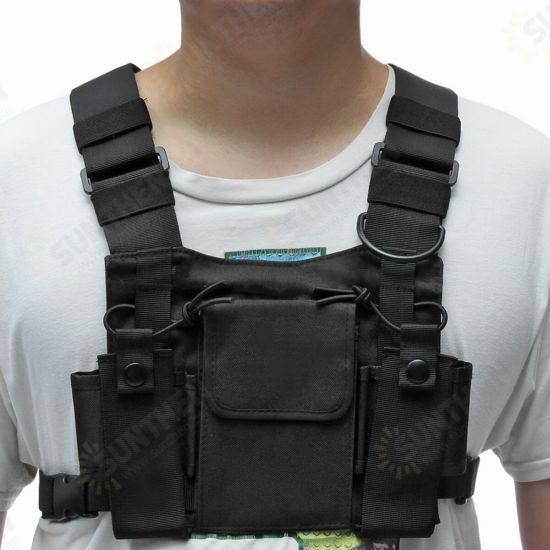 Chest 3 Pocket Harness Nylon Bag Pack Backpack Holster for Radio Walkie Talkie Two Way Radio