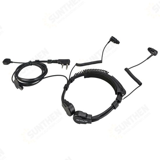 ETK007 Throat Mic Walkie Talkie Headset Finger PTT For Kenwood UV 5R UV 82 RB618 RT622 Two-way Radio Earpiece