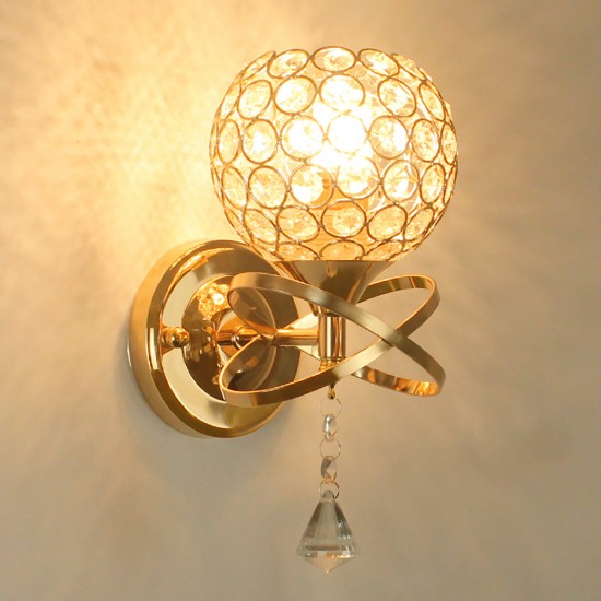 110-220V E14 Modern Chrome Crystal LED Wall Light Lamp Luxury Bedside Bedroom Home Decor Without Bulb
