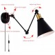 1/2Pcs Swing Arm Wall Lamp 110V Industrial Plug-In LED Light Corded Wall Black Finish Without Bulbs