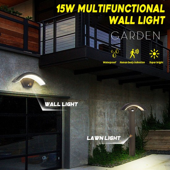 15W LED Outdoor Light Wall Lamp House Lighting with Motion Sensor Anthracite