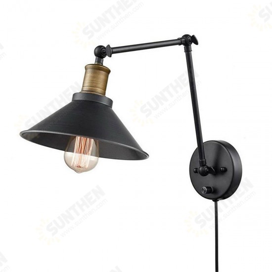 1PCS/2PCS 60W 110V US Plug Industrial Black Sconce Adjustable Swing Arm Angle Vintage Wall Mount Plug in Lamp