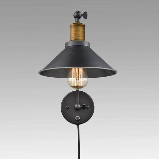 1PCS/2PCS 60W 110V US Plug Industrial Black Sconce Adjustable Swing Arm Angle Vintage Wall Mount Plug in Lamp
