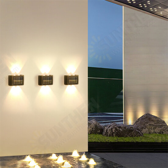 2PCS LED Solar Wall Lamp Light Sensor Control Automatic Charging Outdoor Night Light IP65 Waterproof Wall Light Decor Lamp