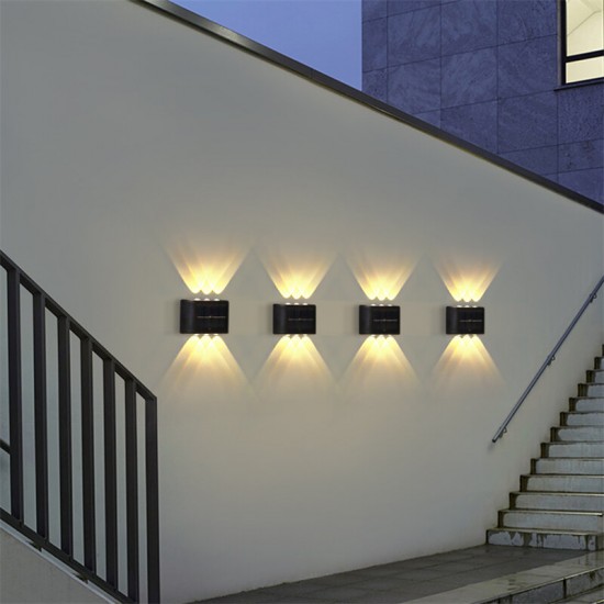 2PCS LED Solar Wall Lamp Light Sensor Control Automatic Charging Outdoor Night Light IP65 Waterproof Wall Light Decor Lamp