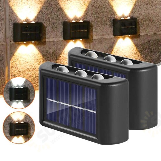 2PCS LED Solar Wall Lamp Light Sensor Control Automatic Charging Outdoor Night Light IP65 Waterproof Wall Light Decor Lamp