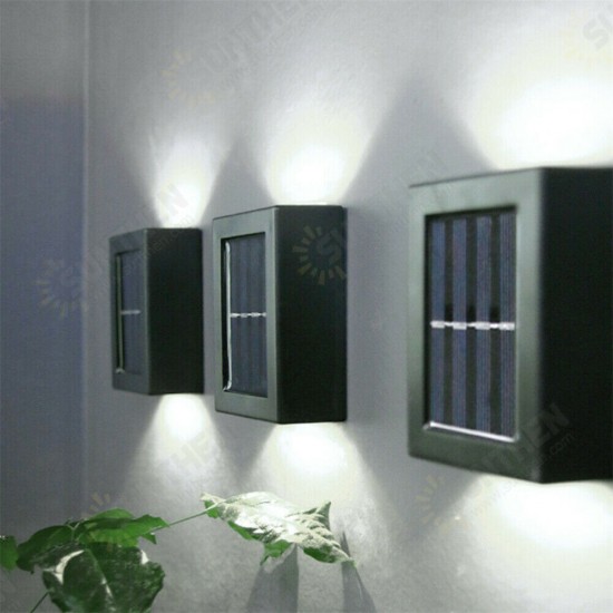 2Pcs Solar Wall Lamp Light Up and Down Garden Decorative Solar Sensor LED Light