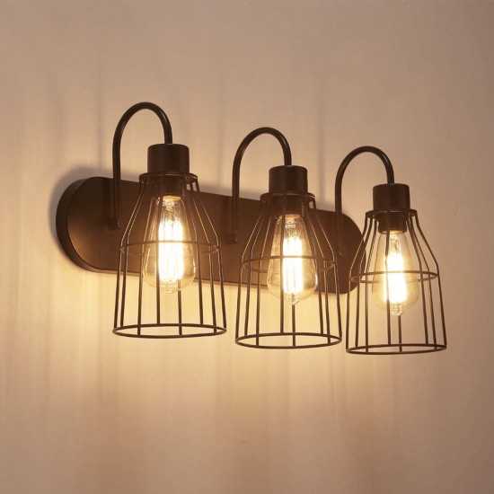 3-Lamp Industrial Barn Wall Mount Lamp Retro Metal Sconce Light Fixture Without Bulb