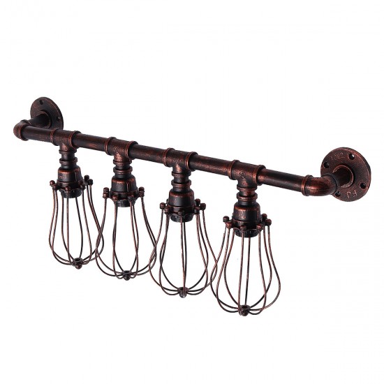 4 Heads E27 Retro Industrial Style Wall Light Water Pipe Home Fixture Decor