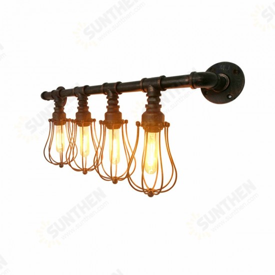 4 Heads E27 Retro Industrial Style Wall Light Water Pipe Home Fixture Decor