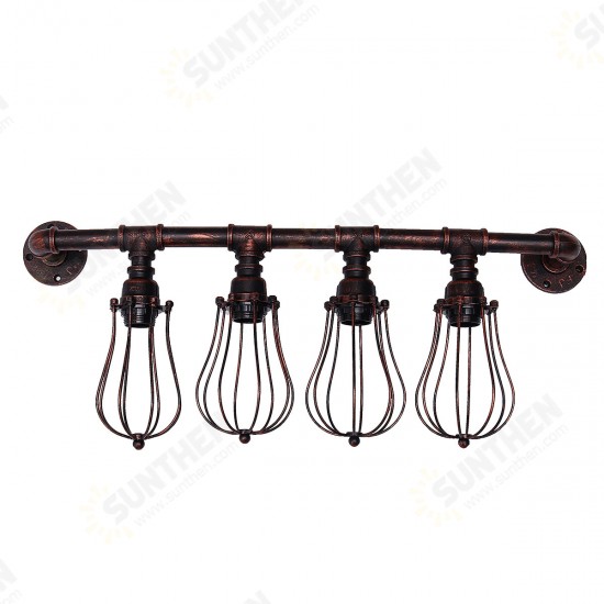 4 Heads E27 Retro Industrial Style Wall Light Water Pipe Home Fixture Decor