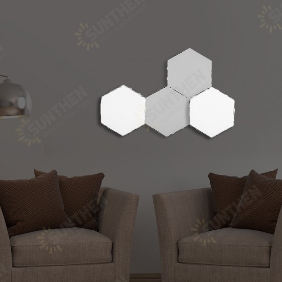 4x Modular LED Touch Wall Lamp Hexagonal Honeycomb Magnetic Quantum Night Light