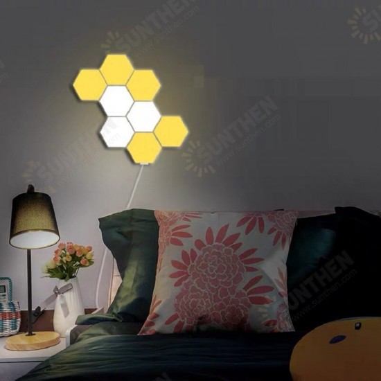 6pcs/10pcs RGB Colorful Honeycomb Light Touch Light Hexagonal Wall Light Quantum Light Bedroom Living Room Bedside Lamp