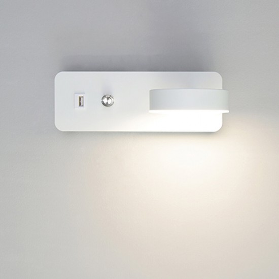 9W 350° Rotatable Led Indoor Wall Lamps with Switch USB Charge Wall Light for Home Bedside Stairway Sconce Lighting