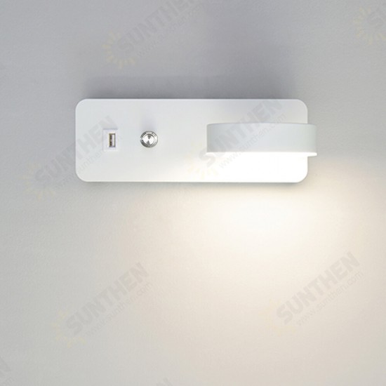 9W 350° Rotatable Led Indoor Wall Lamps with Switch USB Charge Wall Light for Home Bedside Stairway Sconce Lighting