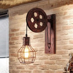 Adjustable Retro Iron Wall Lamp Lifting Pulley E27 Sconce Light Indoor 4 Color Without Light Bulb Adjustable Retro Iron Wall Lamp Lifting Pulley E27 Sconce Light Indoor 4 Color Without Light Bulb