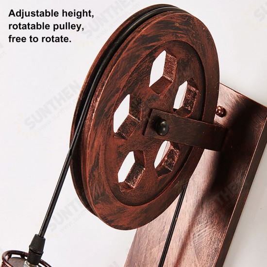 Adjustable Retro Iron Wall Lamp Lifting Pulley E27 Sconce Light Indoor 4 Color Without Light Bulb