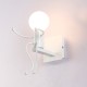 Creative Funny Modern Iron People Jumping E27 Wall Light Hanging Chandelier Fixtures Iron Art Bedside Lamp Black/White Bulb Not Include