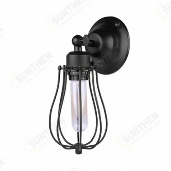 E27 40W Rustic Vintage Wall Light Industrial Style Iron Sconce Lamp Wired Cage Fixture 220V