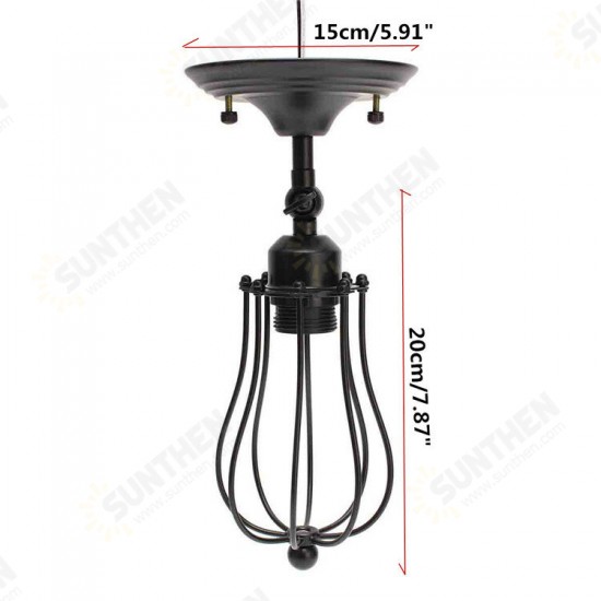 E27 40W Rustic Vintage Wall Light Industrial Style Iron Sconce Lamp Wired Cage Fixture 220V