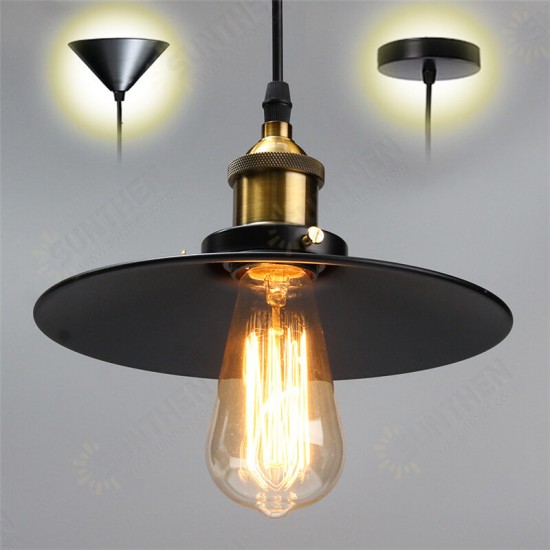 E27 Industrial Retro Vintage Iron Triangle/Round Plate Ceiling Lamp Pendant Light Chandelier Fixture