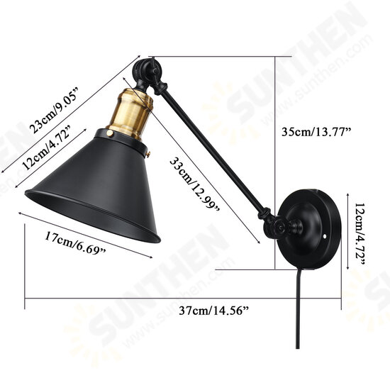 E27 Retro Industrial Style Wall Lamp Vintage Wrought Iron Bedside Indoor Lighting 110V