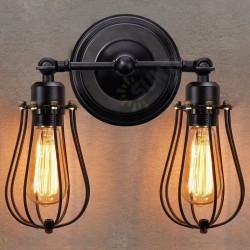110V Wall Sconce 2 Light Metal Industrial Wire Cage Light Fixture Vintage Style Edison Rustic Wall Lamp for Headboard Bedroom Farmhouse Without Bulbs 110V Wall Sconce 2 Light Metal Industrial Wire Cage Light Fixture Vintage Style Edison Rustic Wall Lamp for Headboard Bedroom Farmhouse Without Bulbs