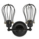 110V Wall Sconce 2 Light Metal Industrial Wire Cage Light Fixture Vintage Style Edison Rustic Wall Lamp for Headboard Bedroom Farmhouse Without Bulbs